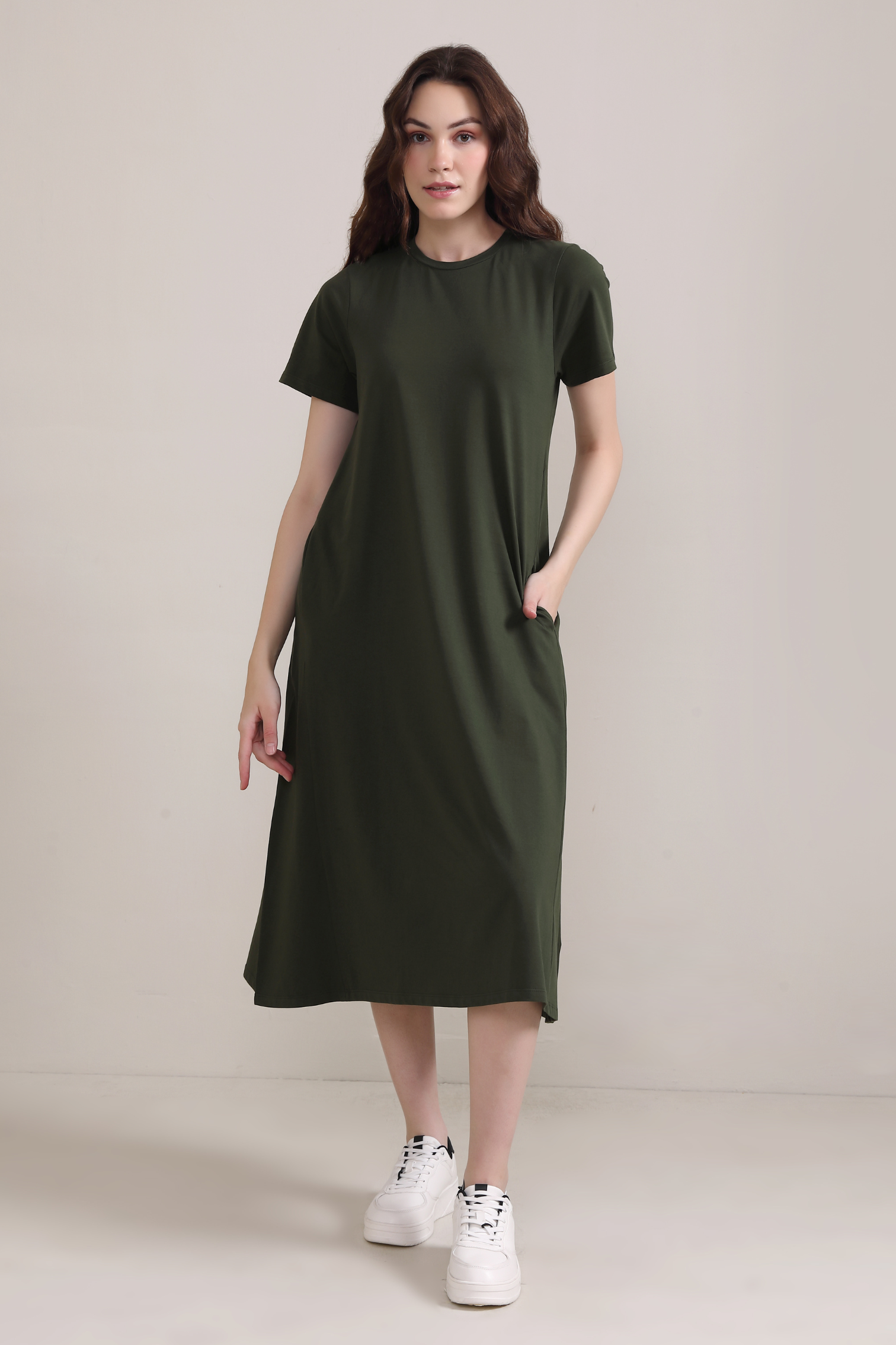 Luna A-Line Dress-Olive