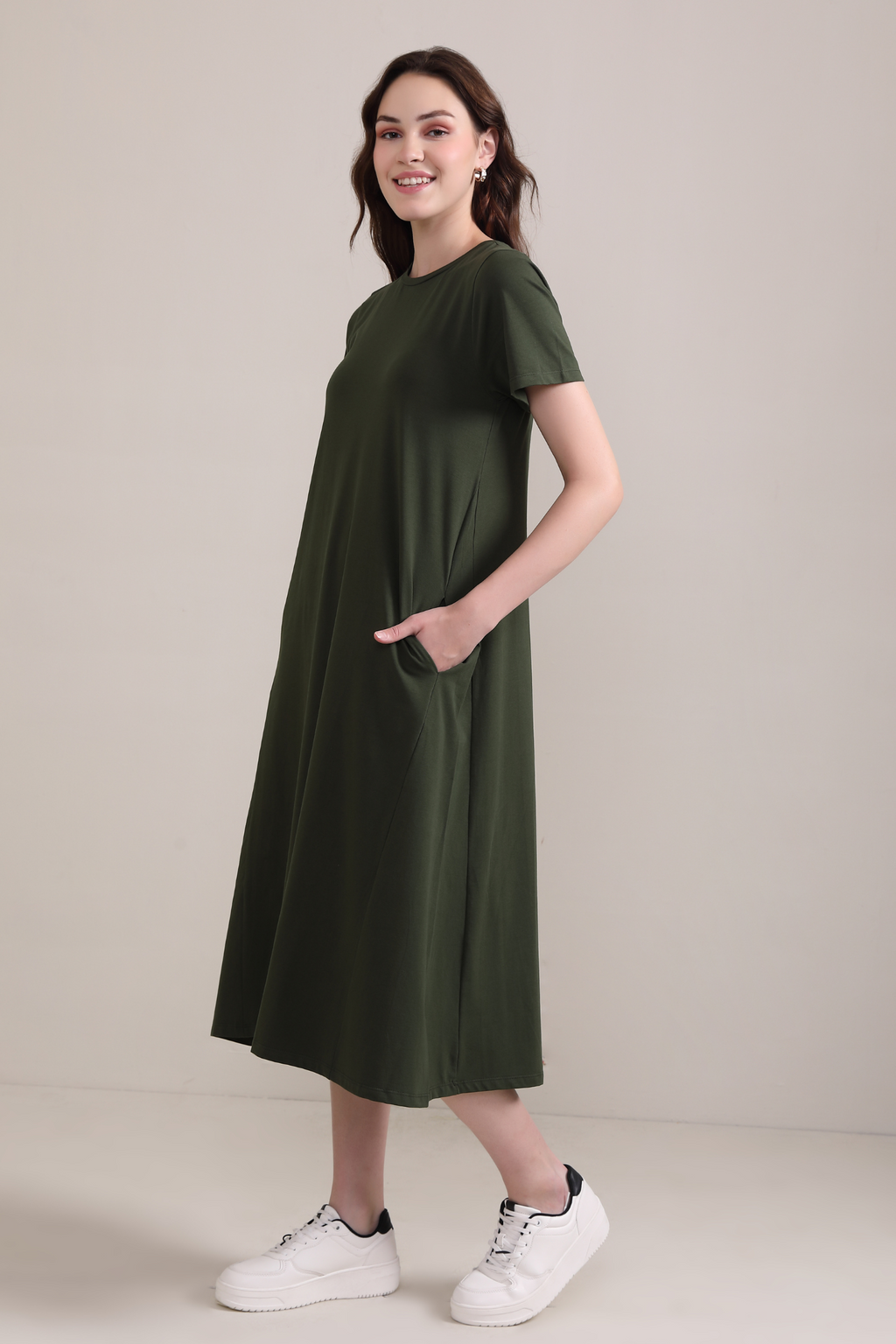 Luna A-Line Dress-Olive