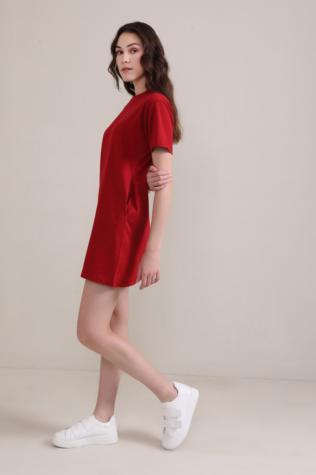 Crimson :Oversized T-shirt Dress: