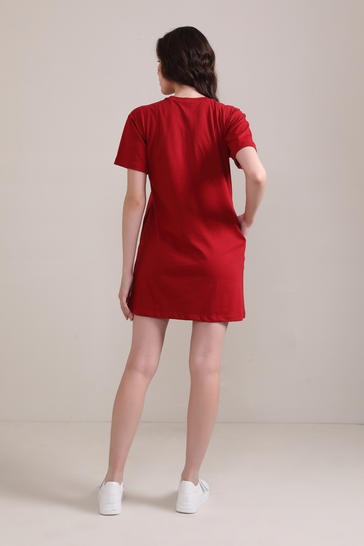 Crimson :Oversized T-shirt Dress: