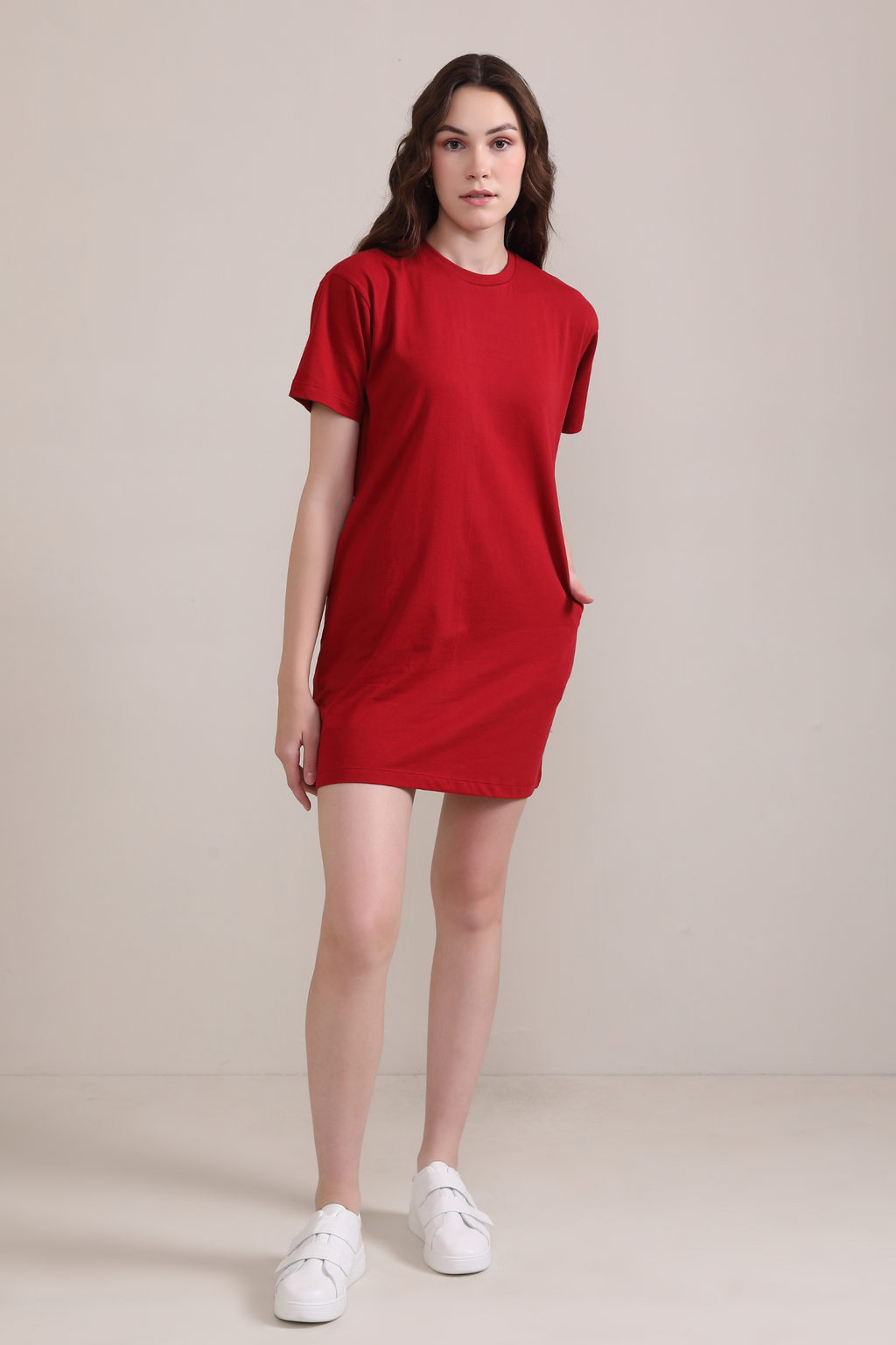 Crimson :Oversized T-shirt Dress: