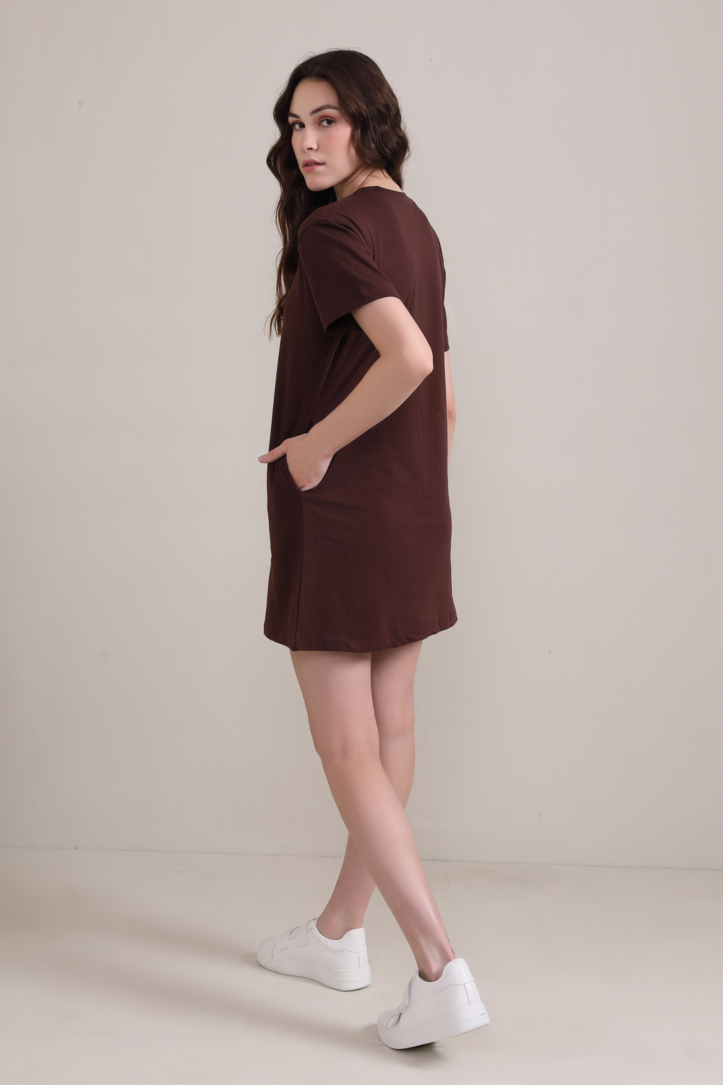 Brown :Oversized T-shirt Dress