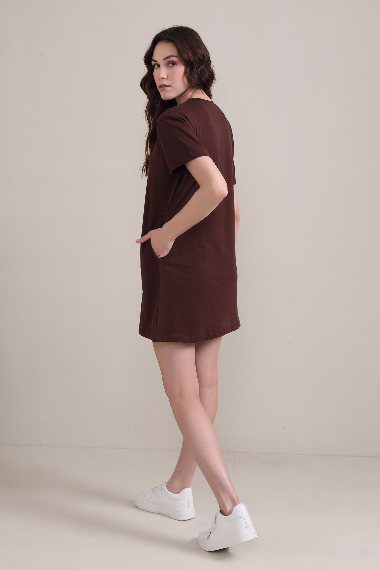 Brown :Oversized T-shirt Dress