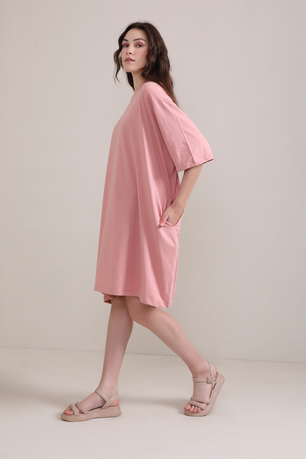 Oversized Pocket Tee-Pastel Pink