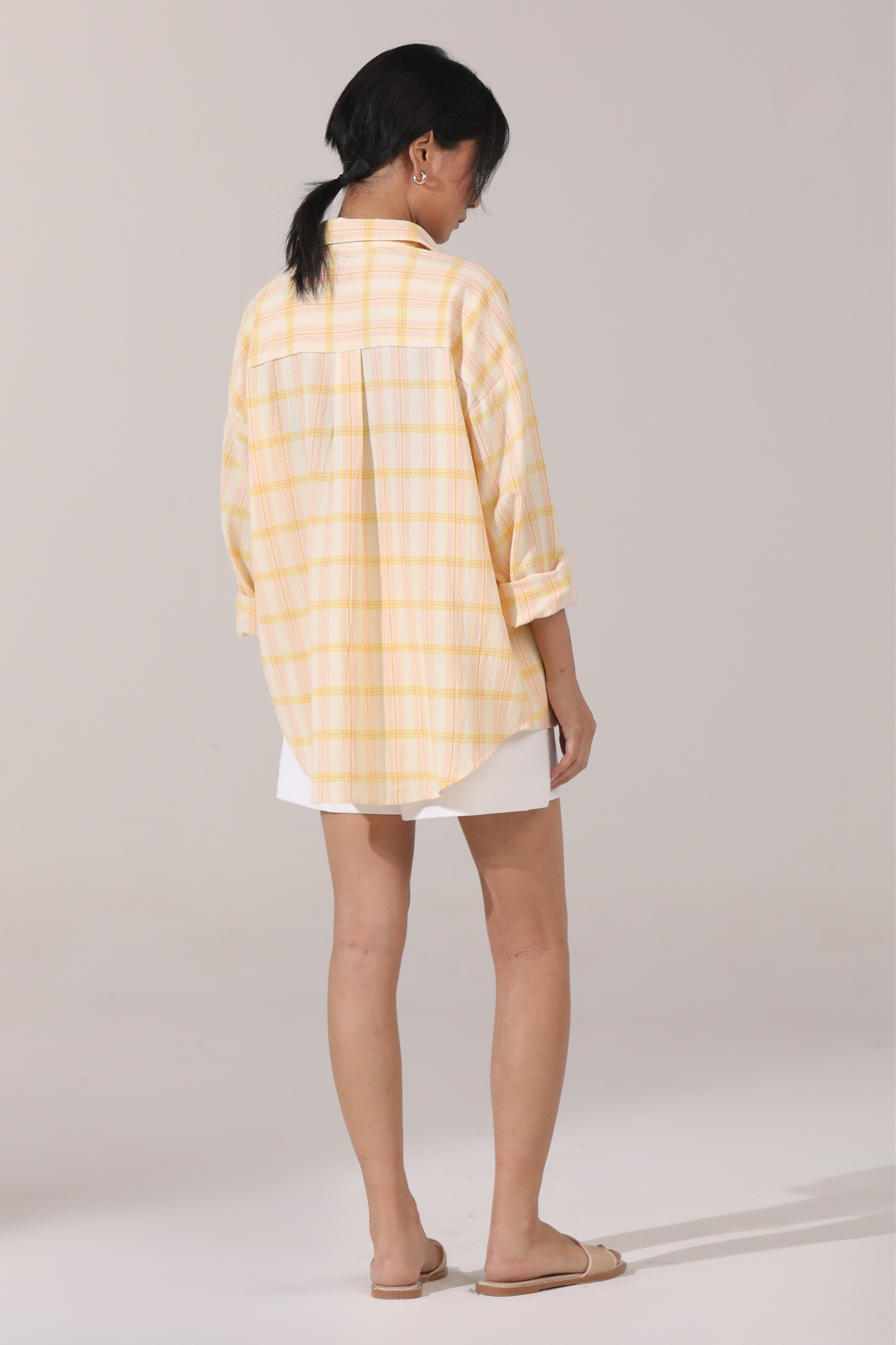 Andy Oversized Shirt-Lime Checks