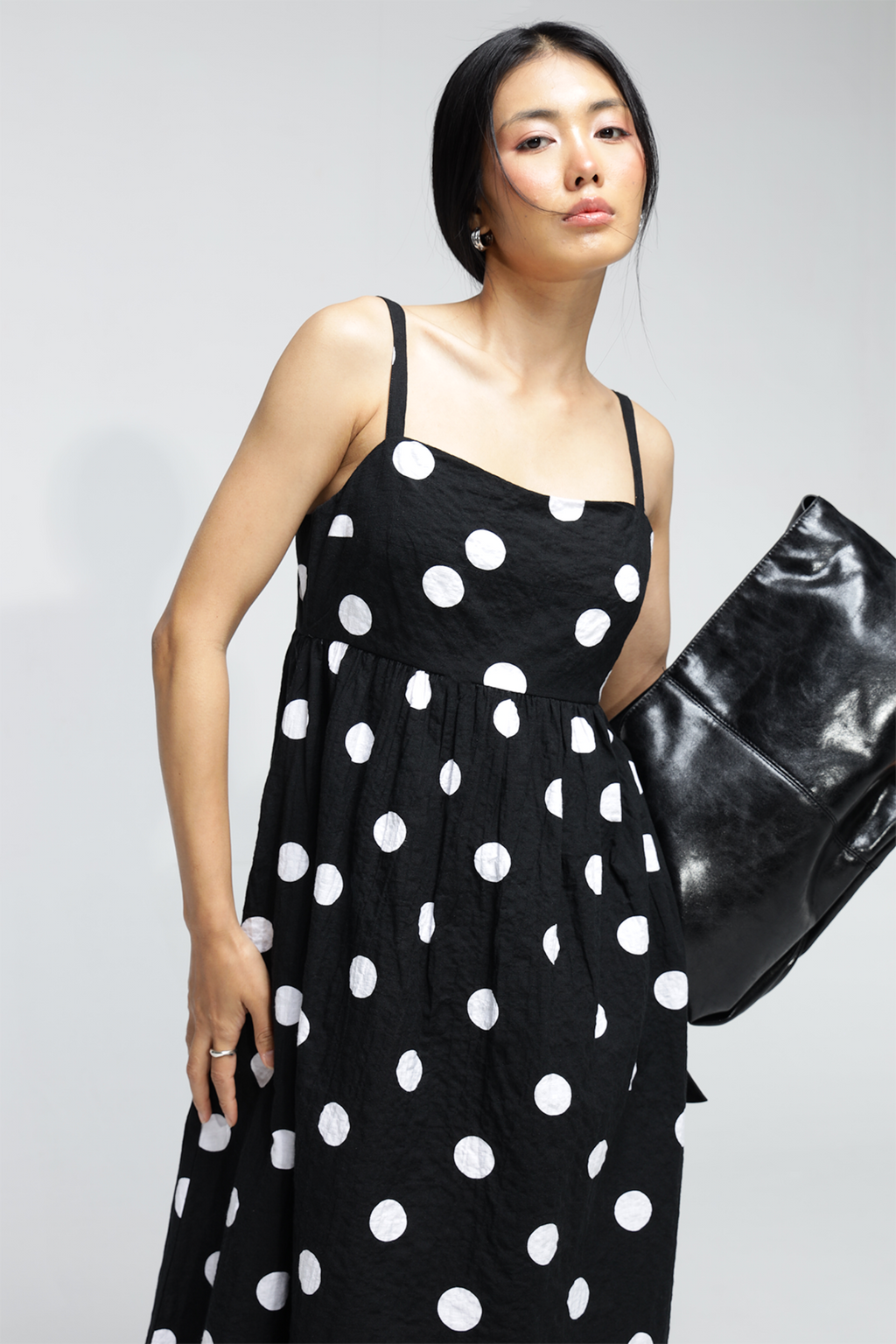 Shyla Pocket Dress : White Polka