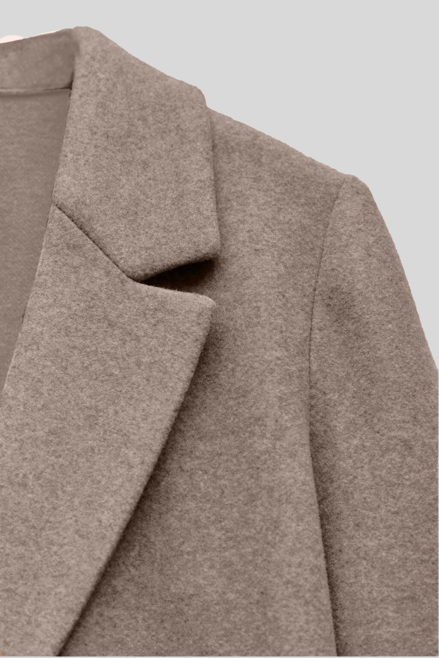 Taupe - Wool Blend Long Coat