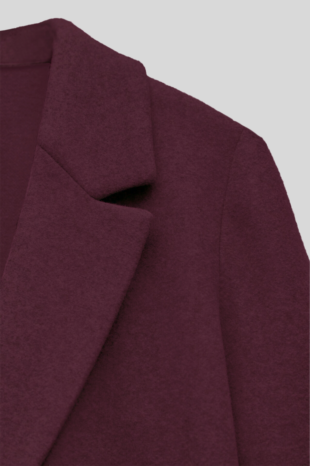 Wine - Wool Blend Long Coat