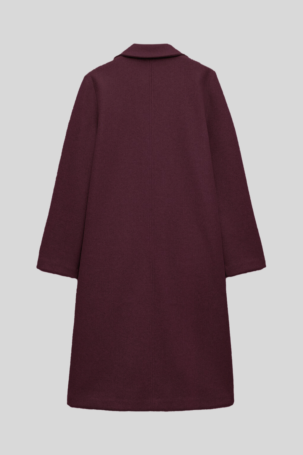 Wine - Wool Blend Long Coat