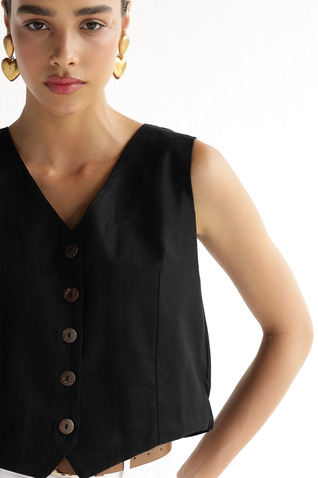 Bold Black-Waist Coat Top