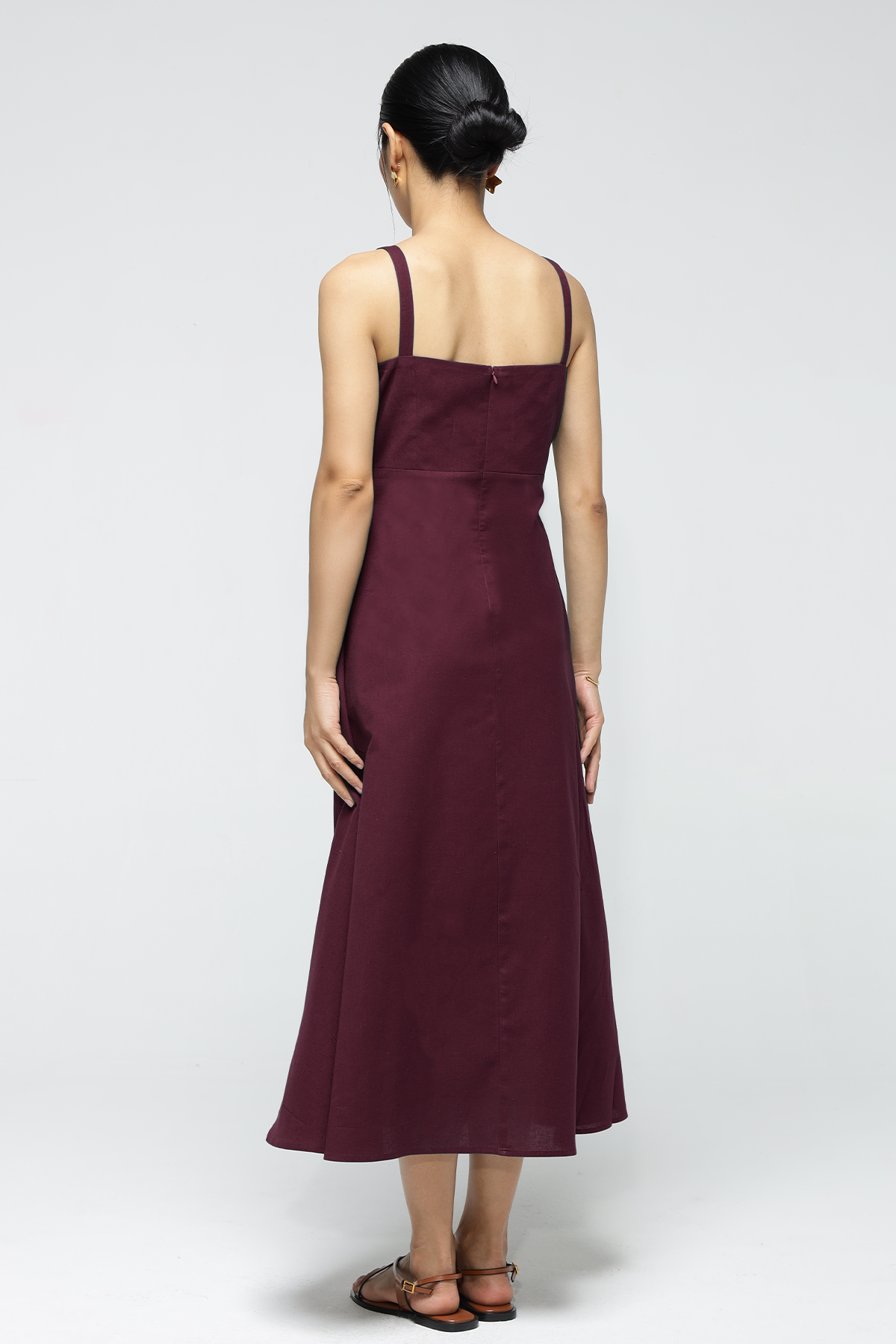 Fiora Linen Dress : Merlot