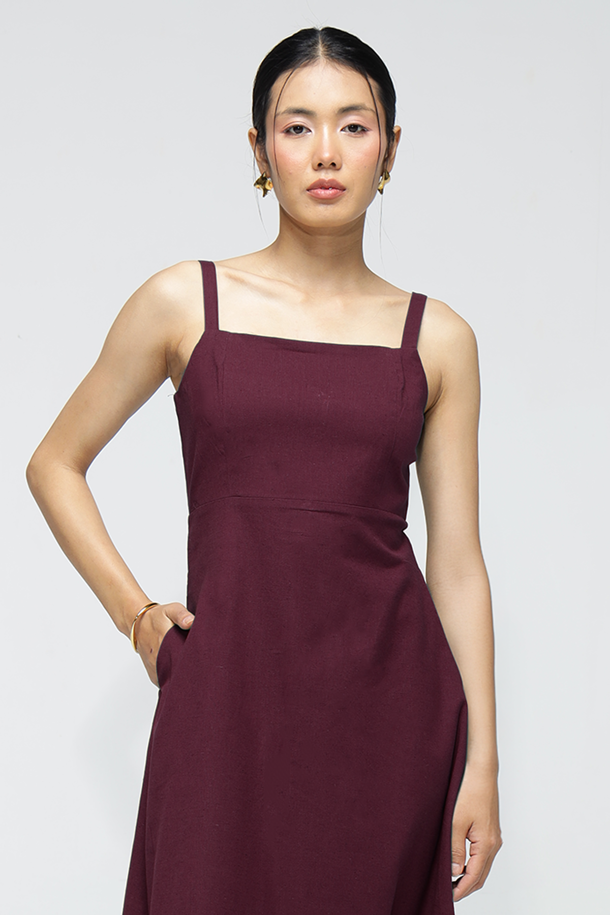 Fiora Linen Dress : Merlot