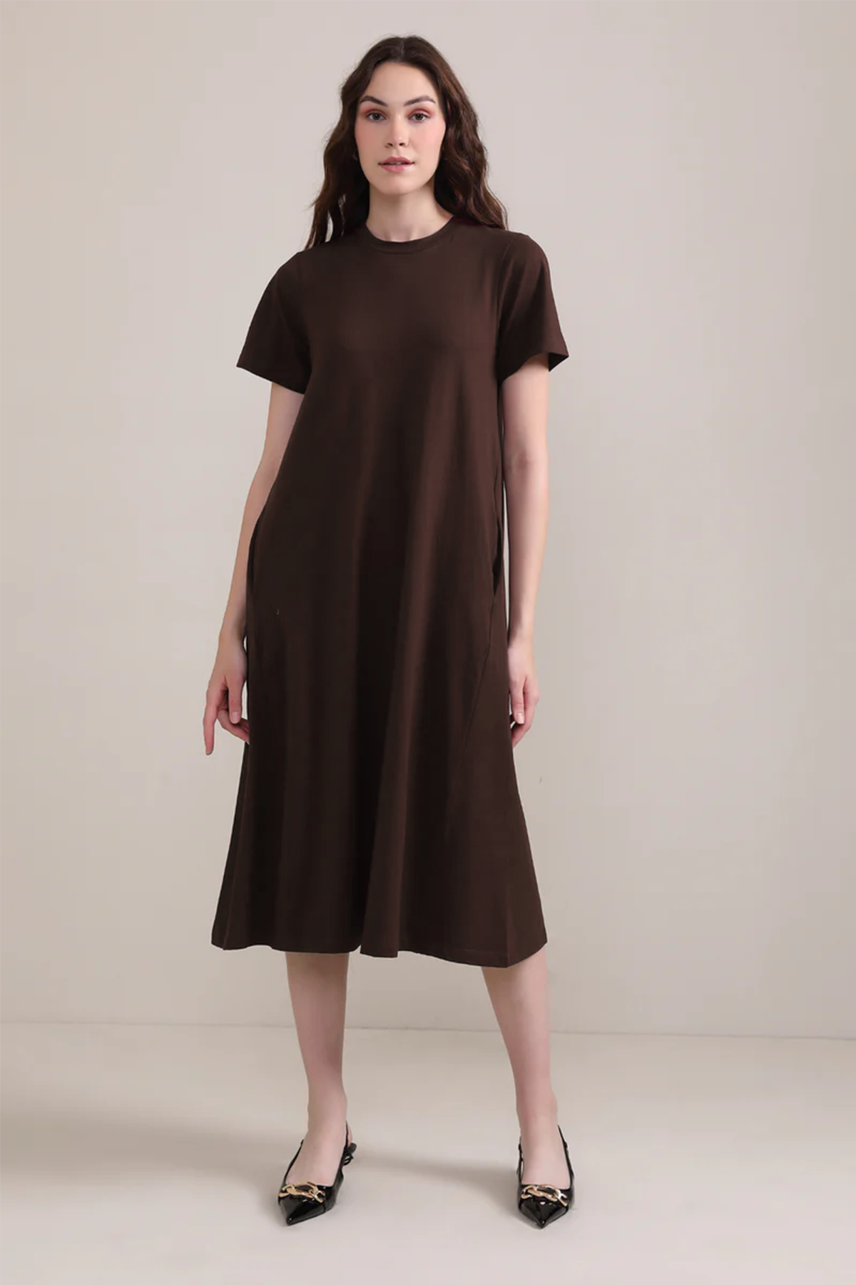 Luna A-Line Dress - Brown