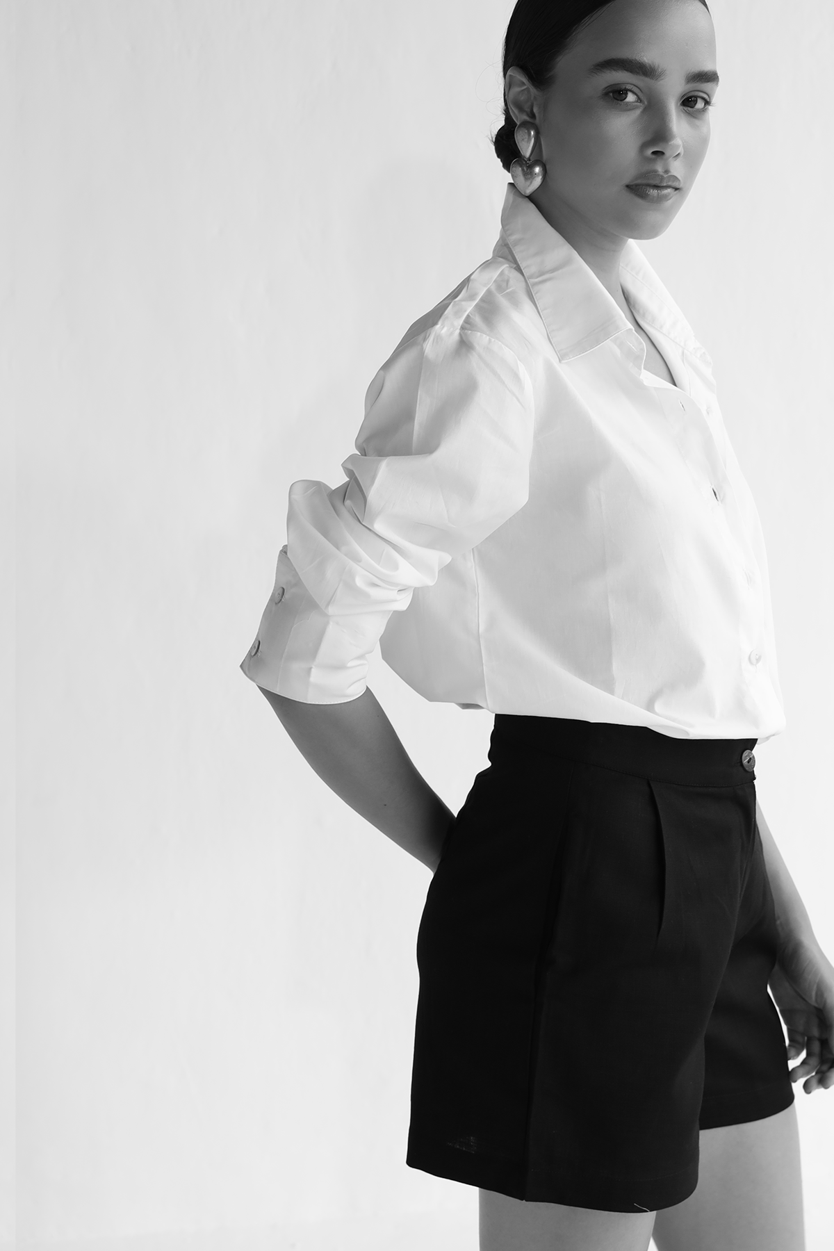 Bold Black- Cotton Linen Shorts