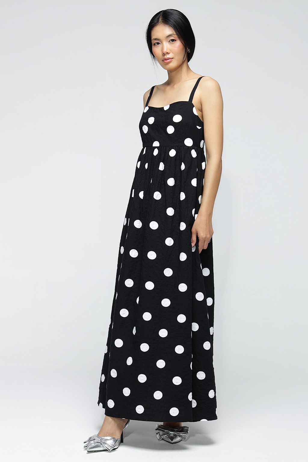 Shyla Pocket Dress : White Polka