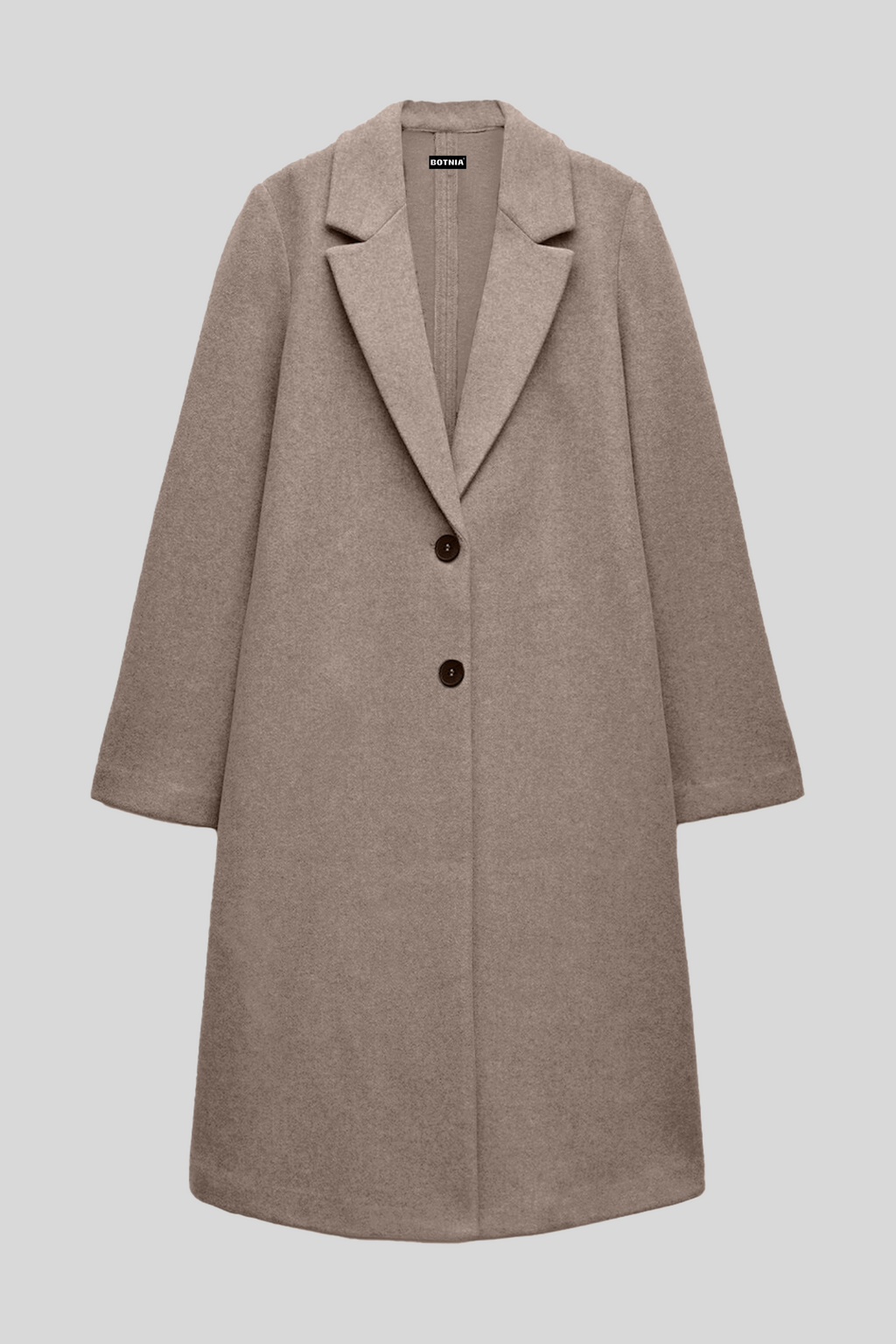 Taupe - Wool Blend Long Coat
