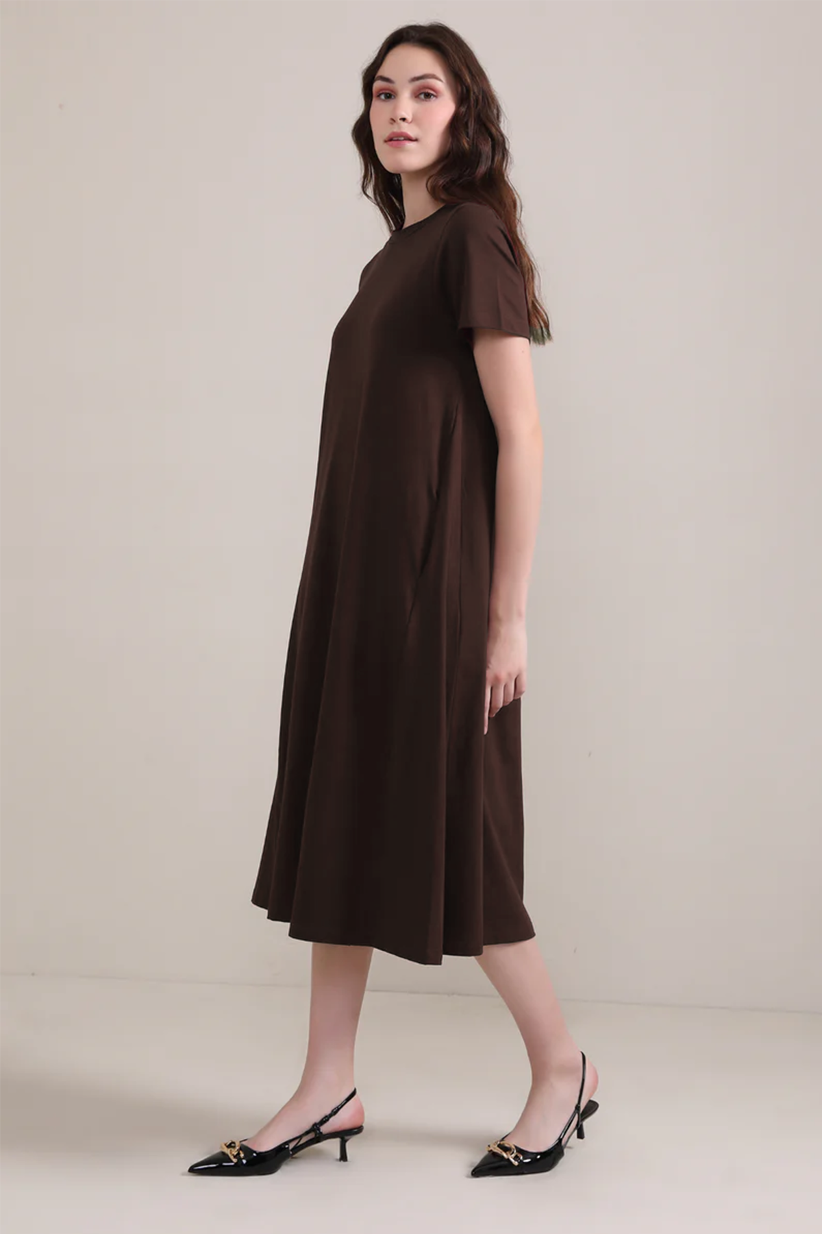 Luna A-Line Dress - Brown