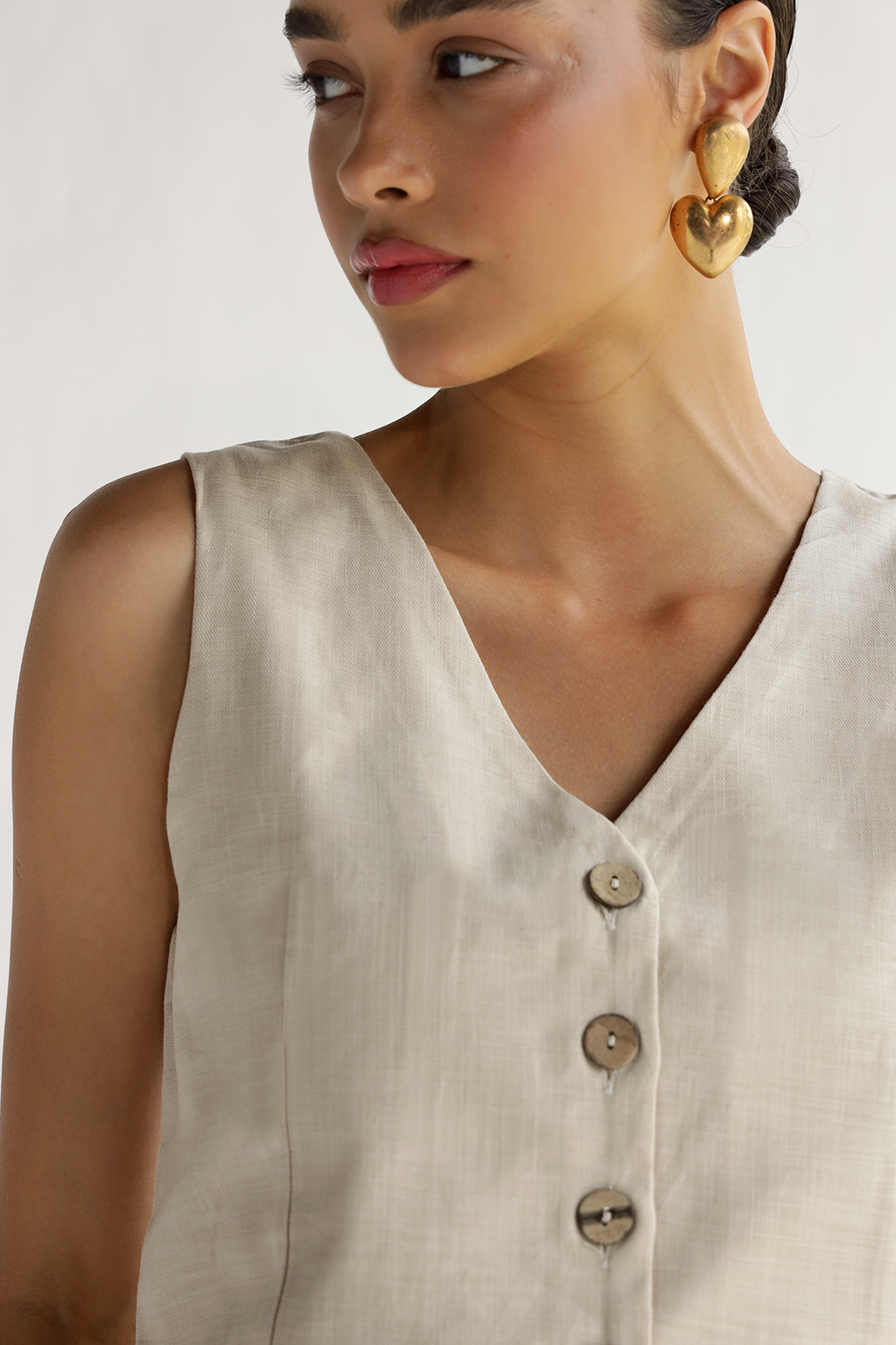 Beige- Waist Coat Top