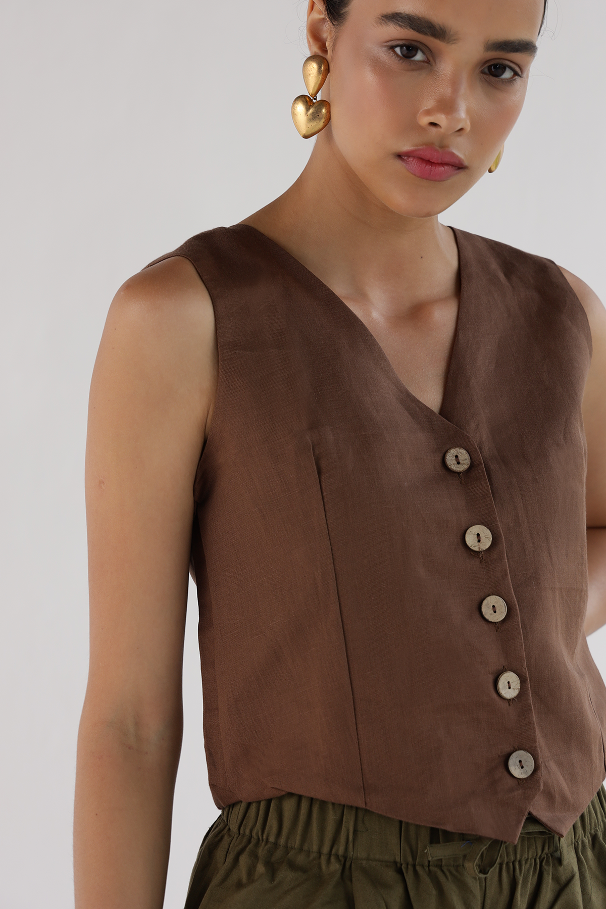 Brown-Waist Coat Top