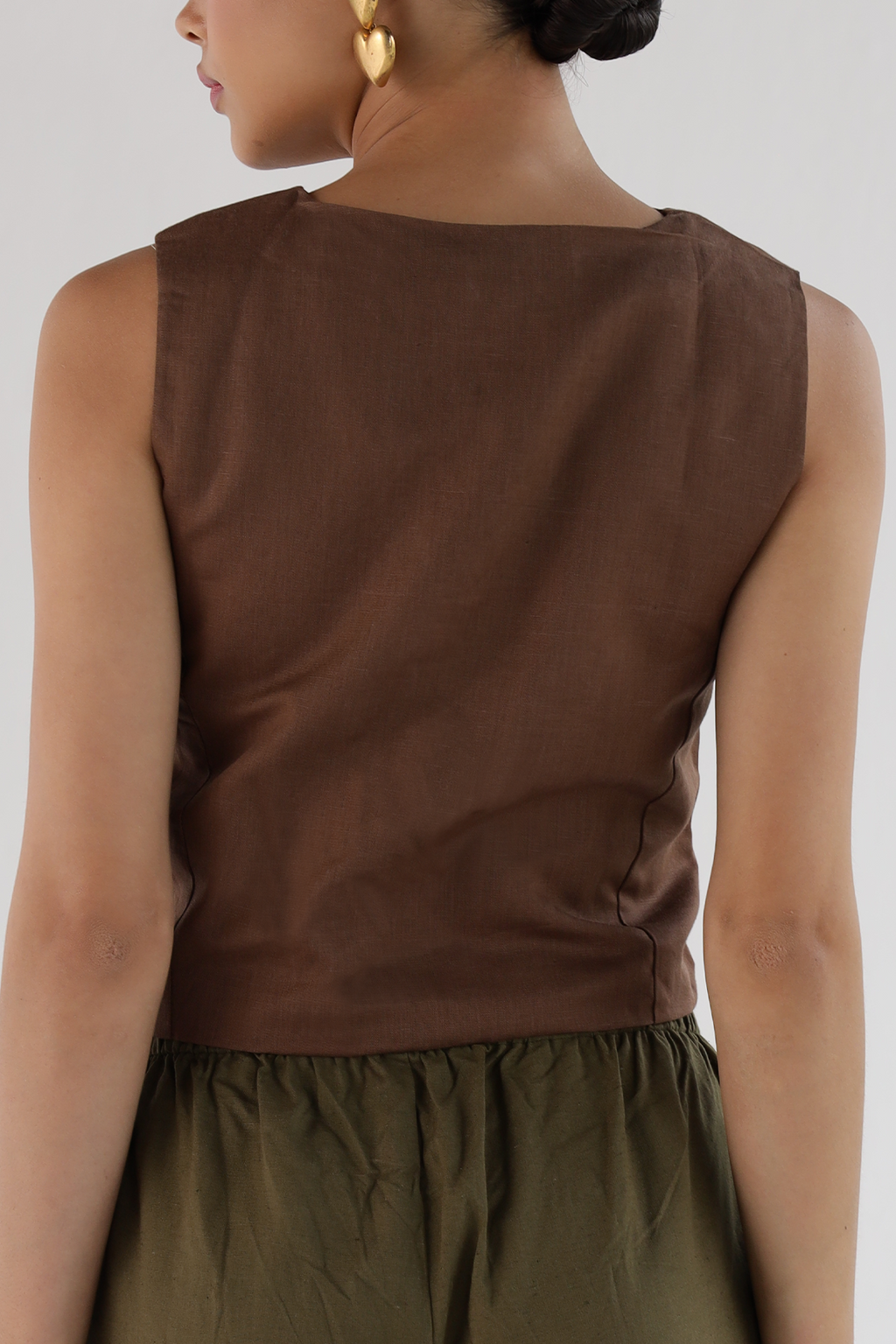 Brown-Waist Coat Top