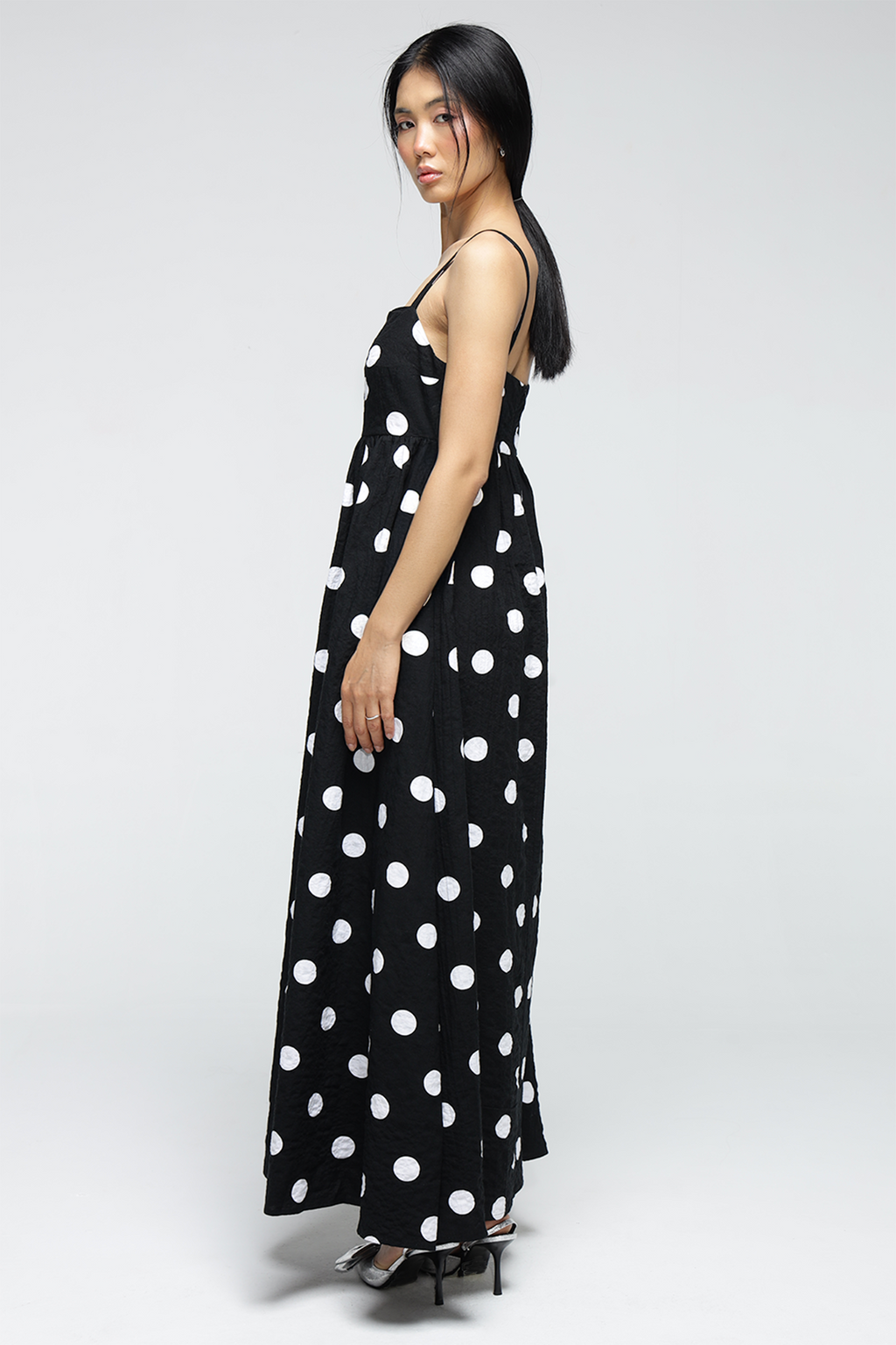 Shyla Pocket Dress : White Polka