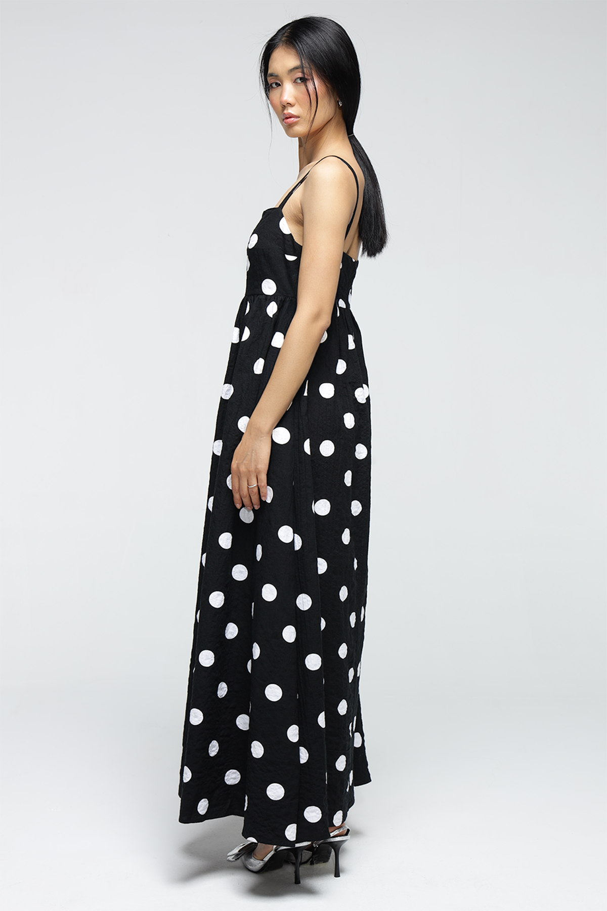 Shyla Pocket Dress : White Polka