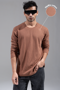 Waffle Long Sleeve T-Shirt - Brown