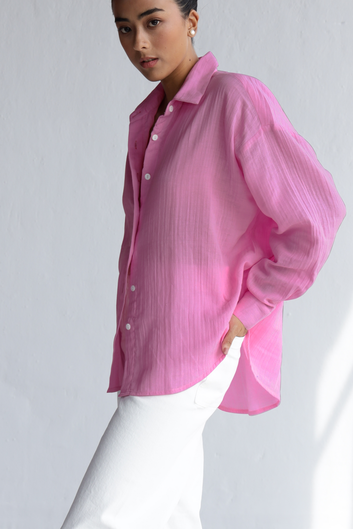 Andy Oversized Shirt-Blush Pink